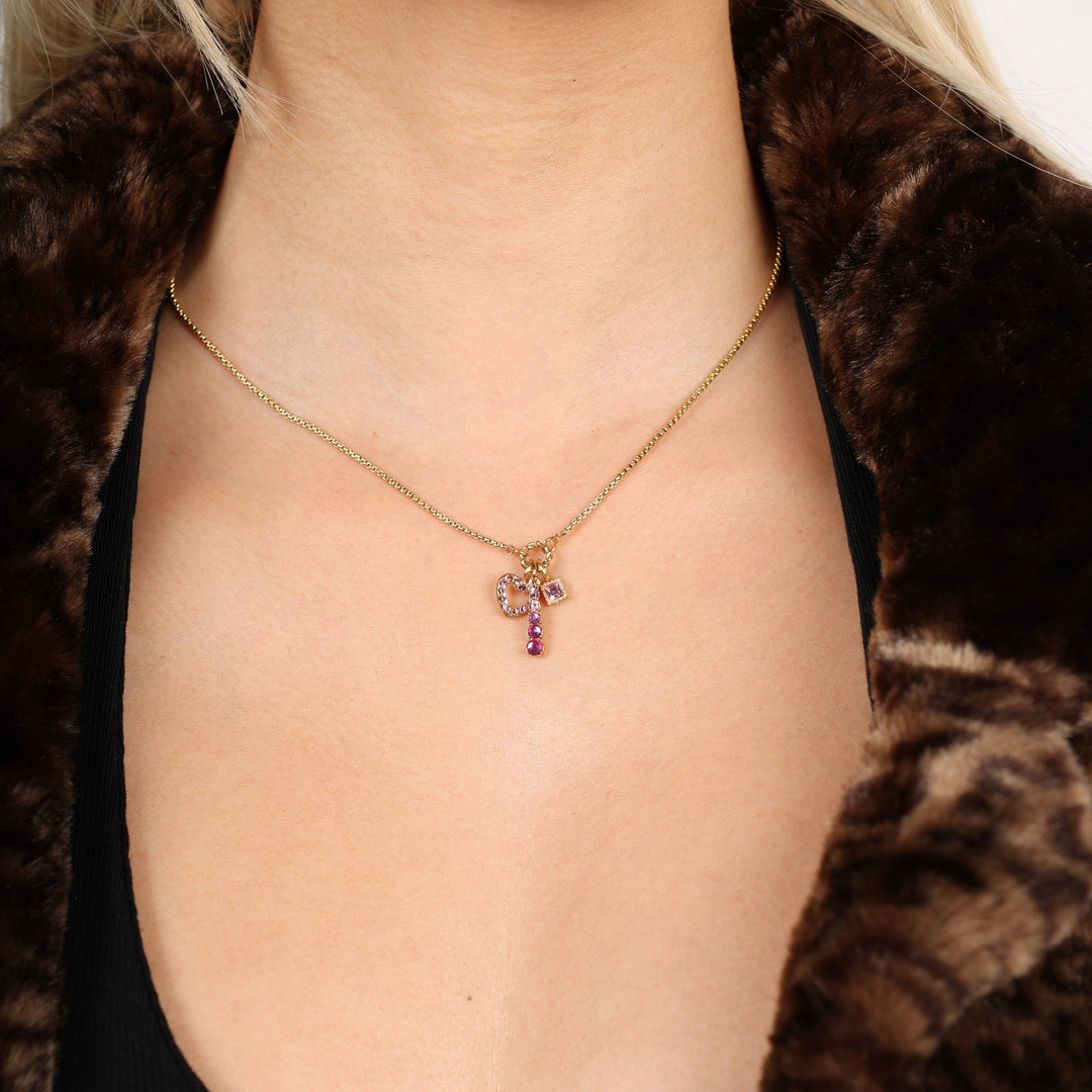 Pink drop charm necklace