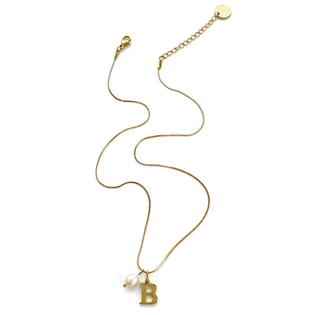 B pearl necklace