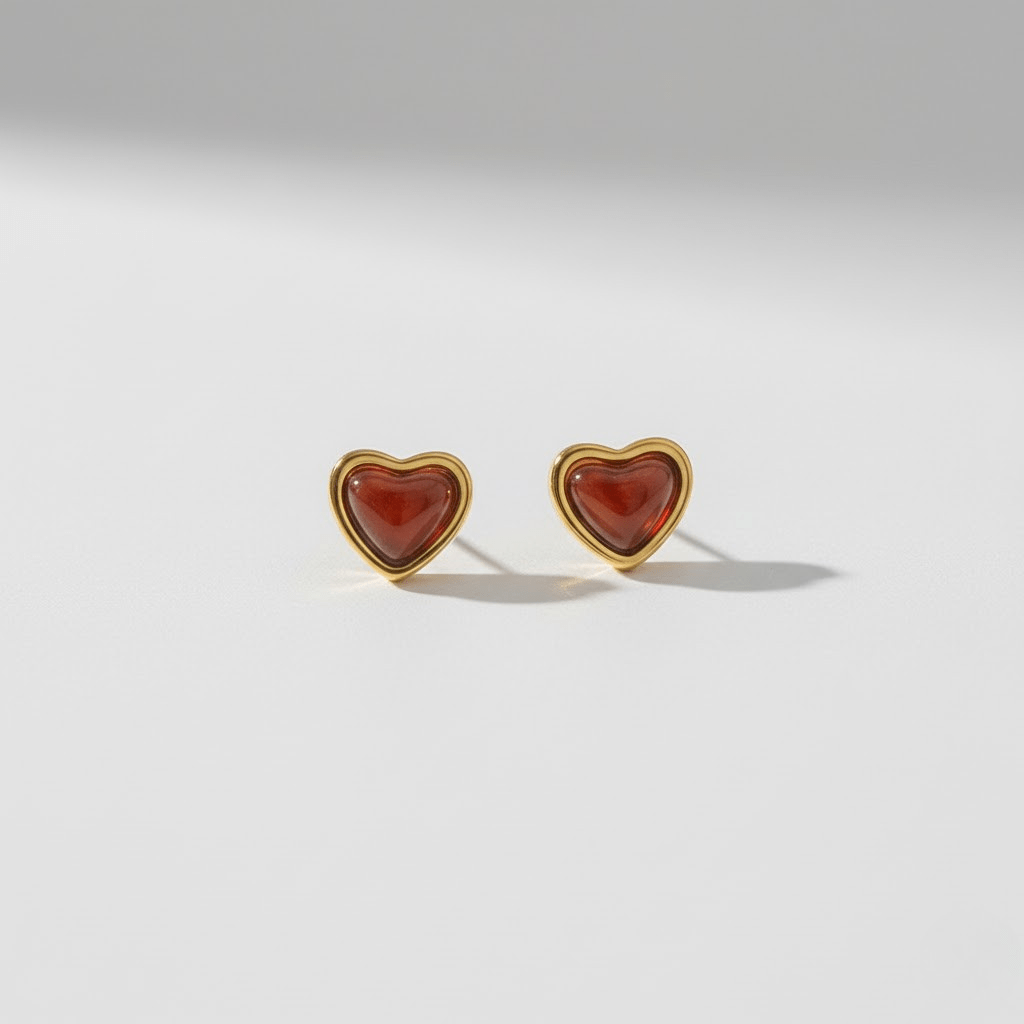 【ピアス】Amber heart pierce - 𝐇𝐨𝐧𝐞𝐲 𝐁𝐮𝐭𝐭𝐞𝐫 𝐍𝐢𝐧𝐞
