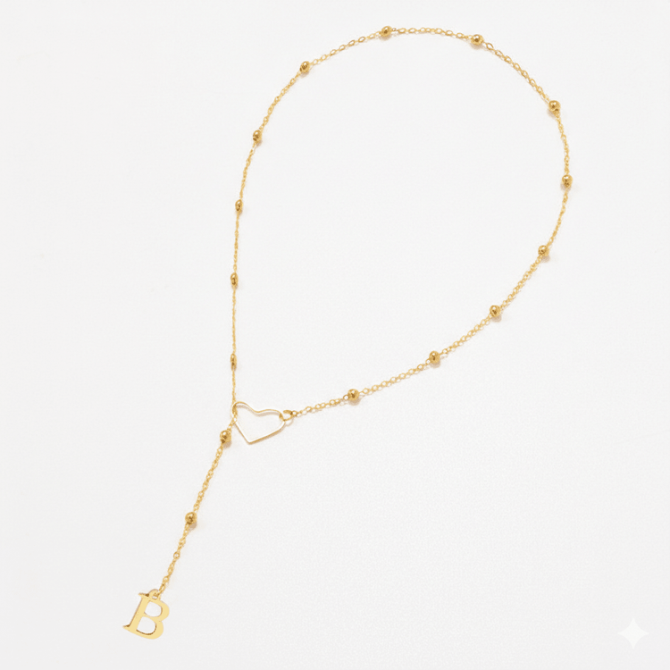 B heart long necklace - 𝐇𝐨𝐧𝐞𝐲 𝐁𝐮𝐭𝐭𝐞𝐫 𝐍𝐢𝐧𝐞