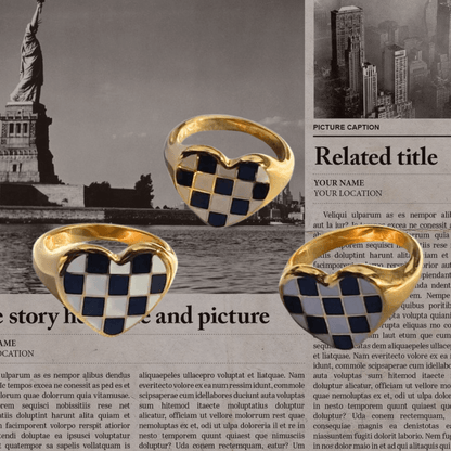 Checker heart ring - 𝐇𝐨𝐧𝐞𝐲 𝐁𝐮𝐭𝐭𝐞𝐫 𝐍𝐢𝐧𝐞