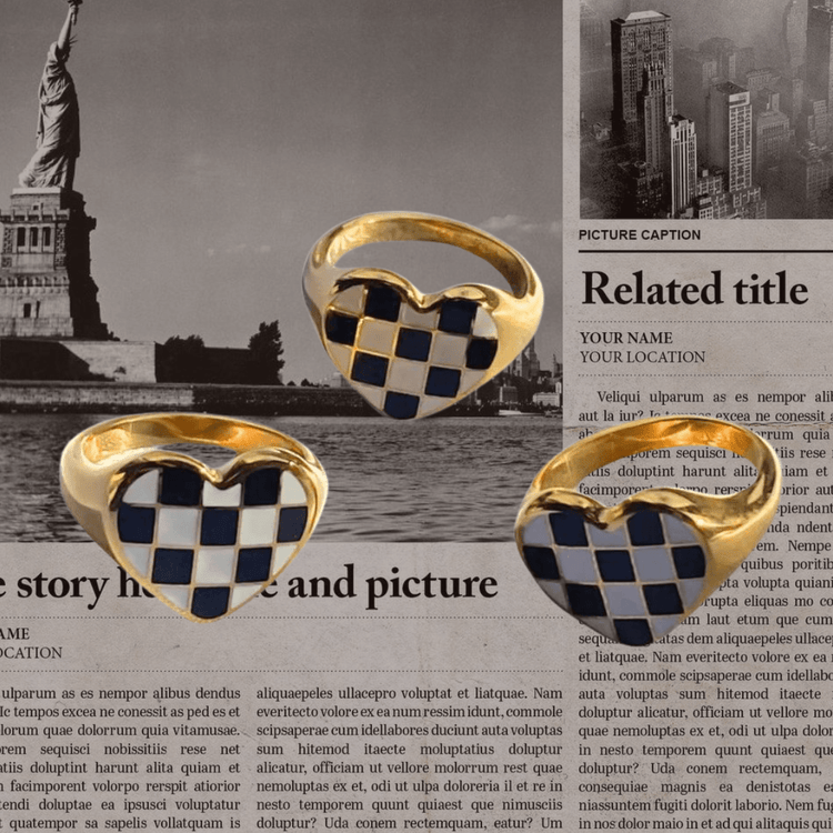 Checker heart ring - 𝐇𝐨𝐧𝐞𝐲 𝐁𝐮𝐭𝐭𝐞𝐫 𝐍𝐢𝐧𝐞