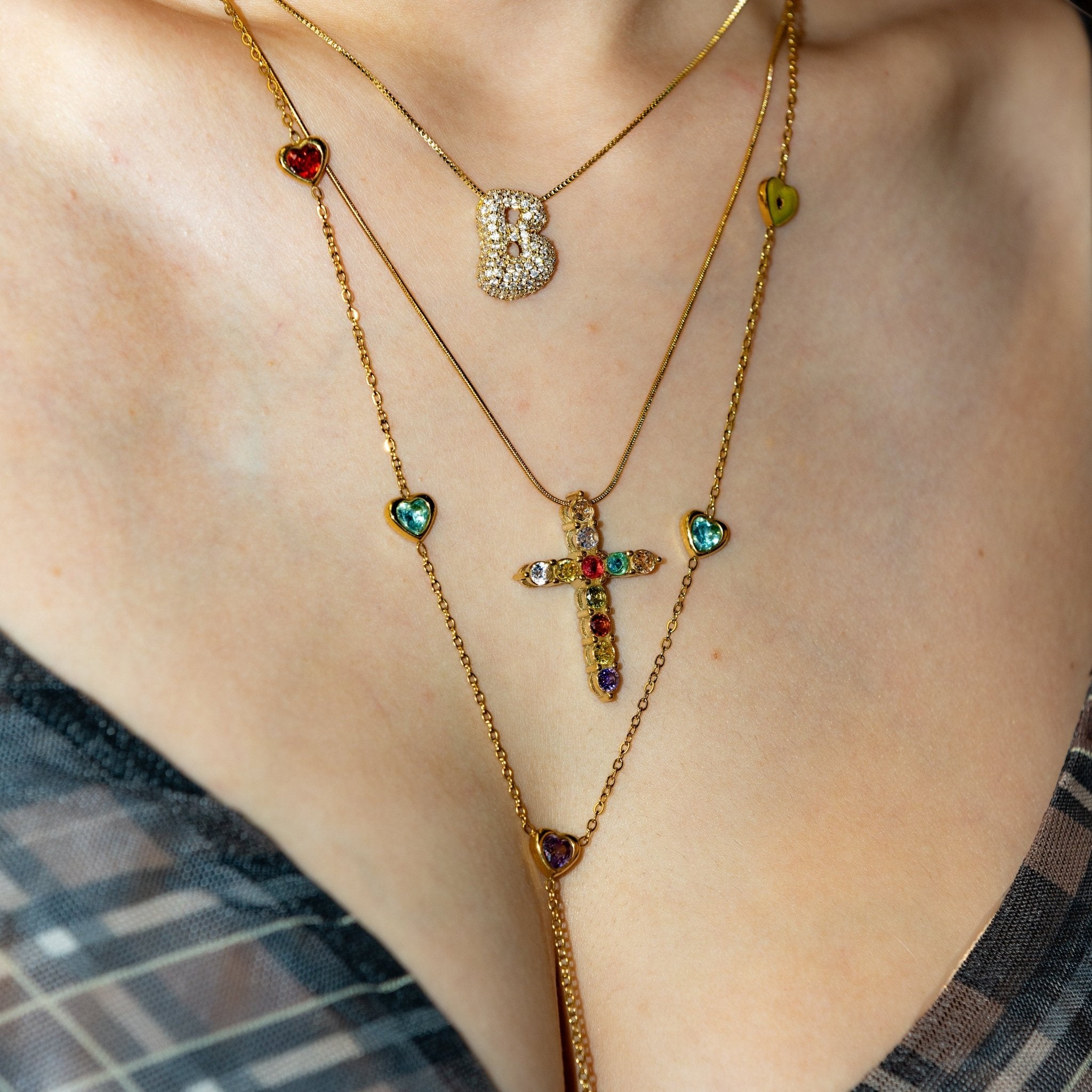 Colorful cross necklace - 𝐇𝐨𝐧𝐞𝐲 𝐁𝐮𝐭𝐭𝐞𝐫 𝐍𝐢𝐧𝐞