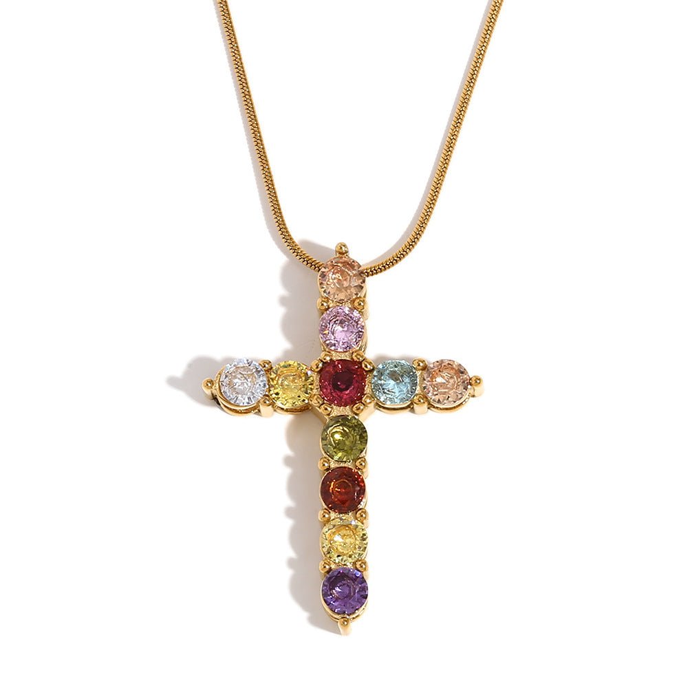 Colorful cross necklace - 𝐇𝐨𝐧𝐞𝐲 𝐁𝐮𝐭𝐭𝐞𝐫 𝐍𝐢𝐧𝐞