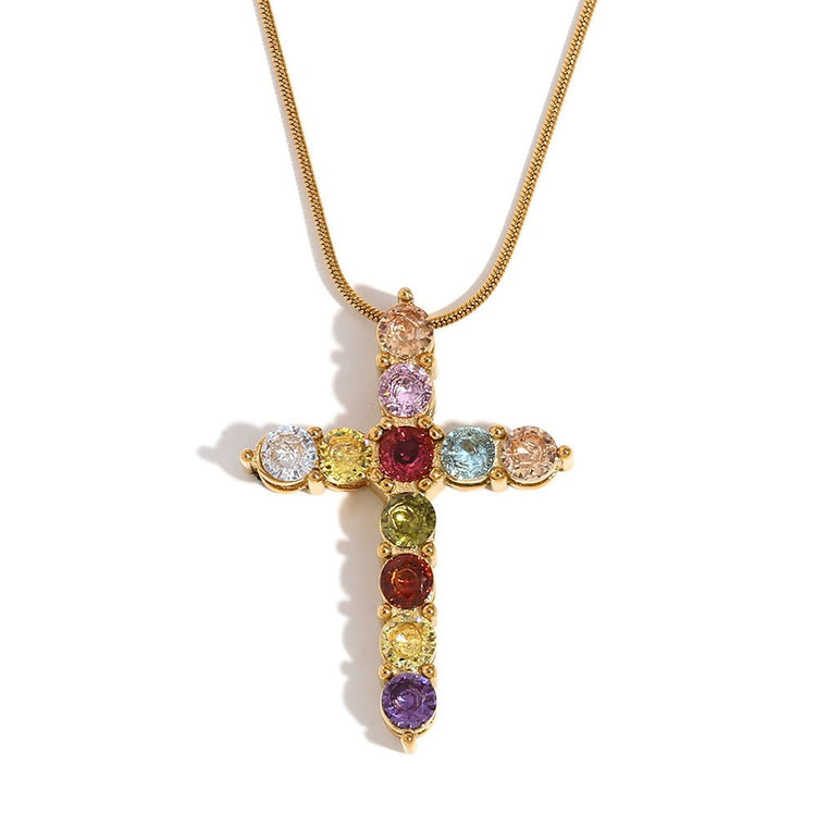 Colorful cross necklace - 𝐇𝐨𝐧𝐞𝐲 𝐁𝐮𝐭𝐭𝐞𝐫 𝐍𝐢𝐧𝐞