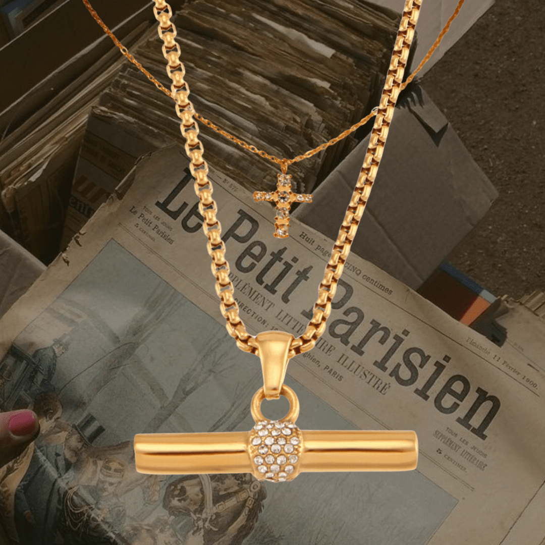 Cross stone necklace (2セット) - 𝐇𝐨𝐧𝐞𝐲 𝐁𝐮𝐭𝐭𝐞𝐫 𝐍𝐢𝐧𝐞