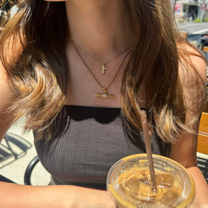 Cross stone necklace (2セット) - 𝐇𝐨𝐧𝐞𝐲 𝐁𝐮𝐭𝐭𝐞𝐫 𝐍𝐢𝐧𝐞