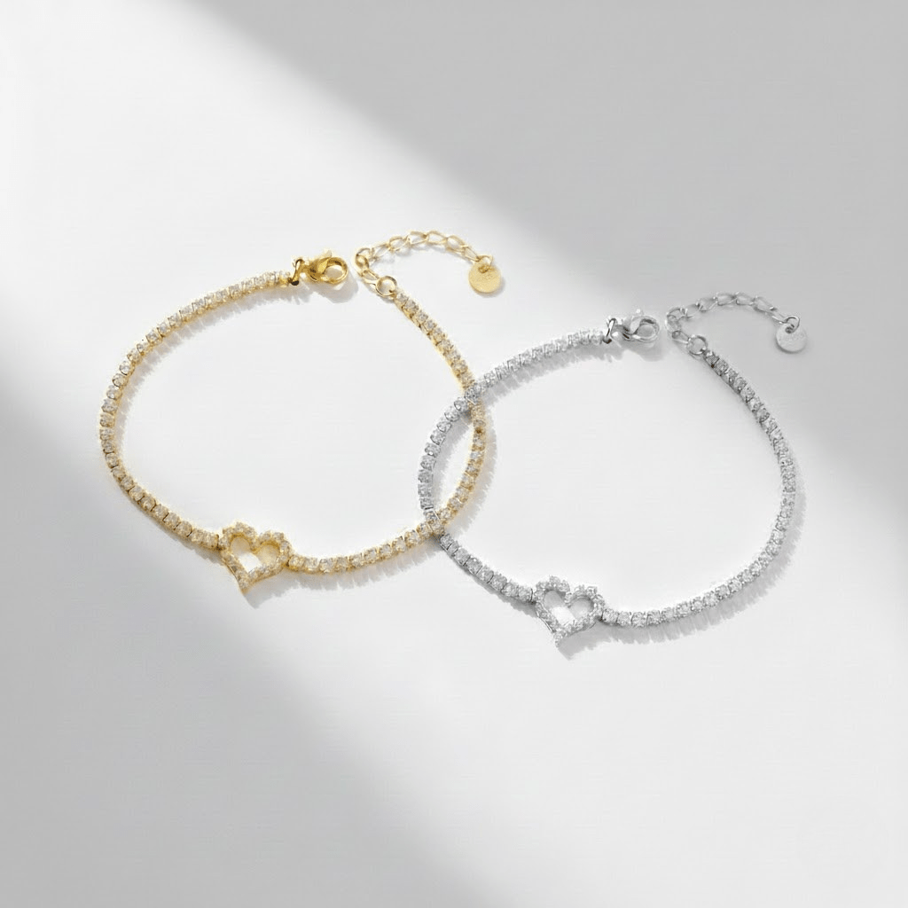 【ブレスレット】Crystal heart bracelet - 𝐇𝐨𝐧𝐞𝐲 𝐁𝐮𝐭𝐭𝐞𝐫 𝐍𝐢𝐧𝐞