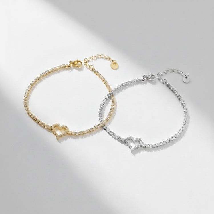 【ブレスレット】Crystal heart bracelet - 𝐇𝐨𝐧𝐞𝐲 𝐁𝐮𝐭𝐭𝐞𝐫 𝐍𝐢𝐧𝐞