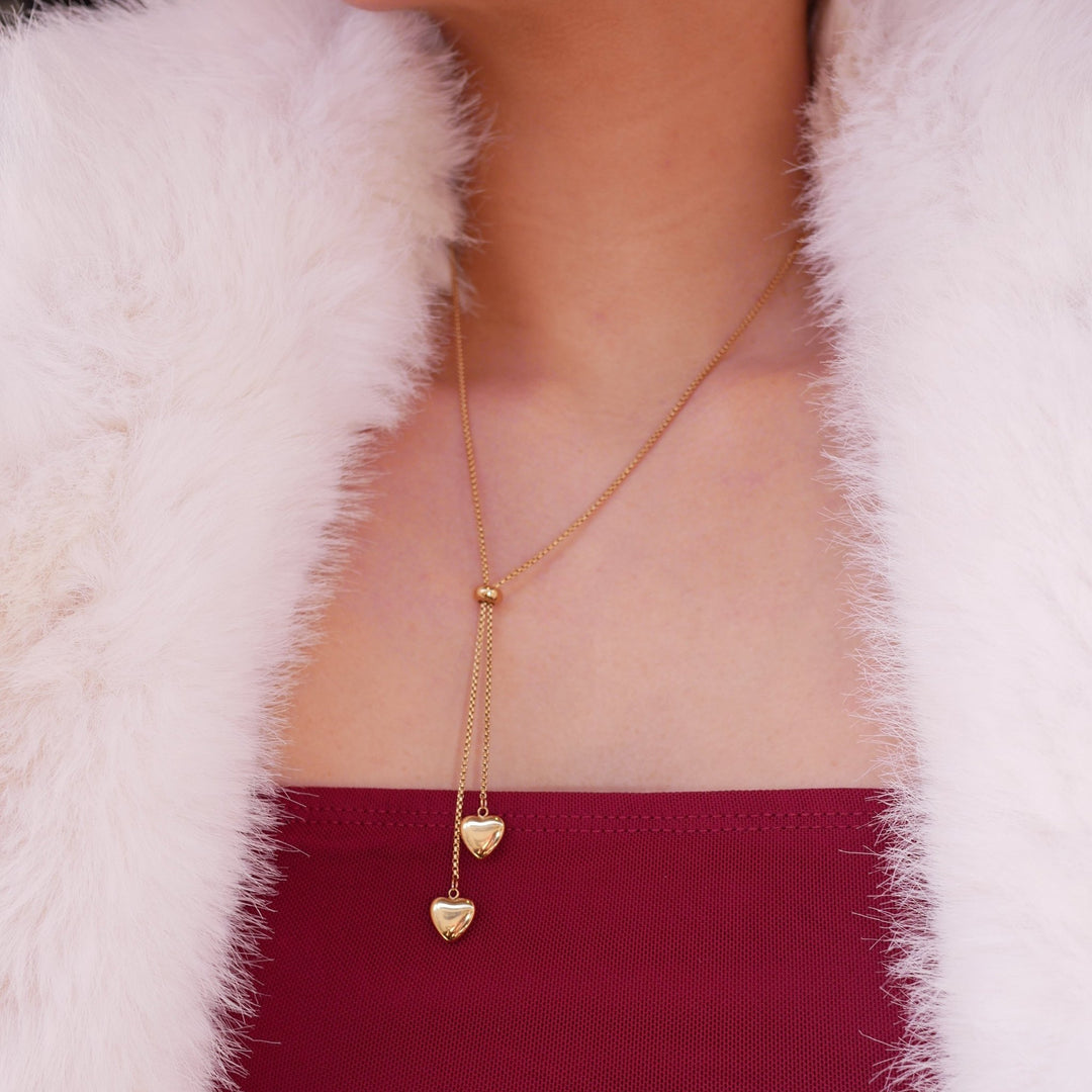 Double heart long necklace - 𝐇𝐨𝐧𝐞𝐲 𝐁𝐮𝐭𝐭𝐞𝐫 𝐍𝐢𝐧𝐞
