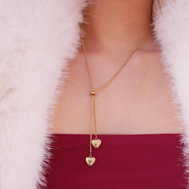 Double heart long necklace - 𝐇𝐨𝐧𝐞𝐲 𝐁𝐮𝐭𝐭𝐞𝐫 𝐍𝐢𝐧𝐞