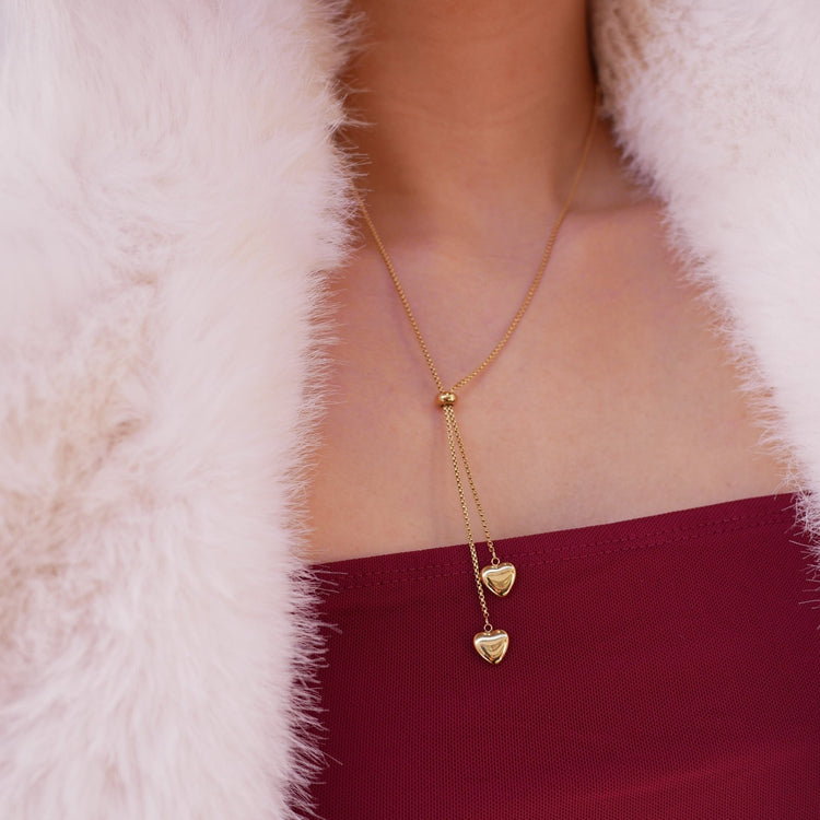 Double heart long necklace - 𝐇𝐨𝐧𝐞𝐲 𝐁𝐮𝐭𝐭𝐞𝐫 𝐍𝐢𝐧𝐞