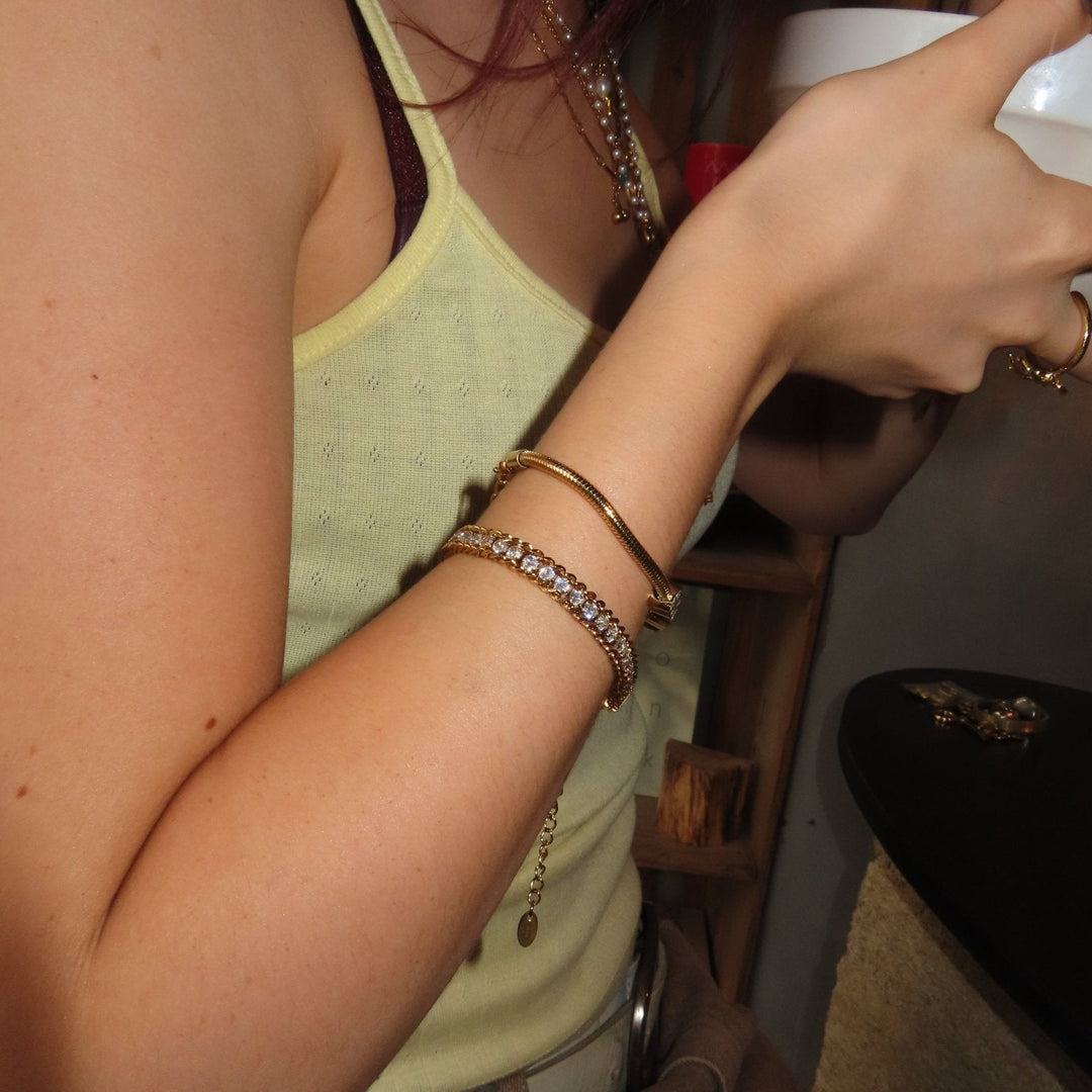 【ブレスレット】Double zirconia Bracelet - 𝐇𝐨𝐧𝐞𝐲 𝐁𝐮𝐭𝐭𝐞𝐫 𝐍𝐢𝐧𝐞