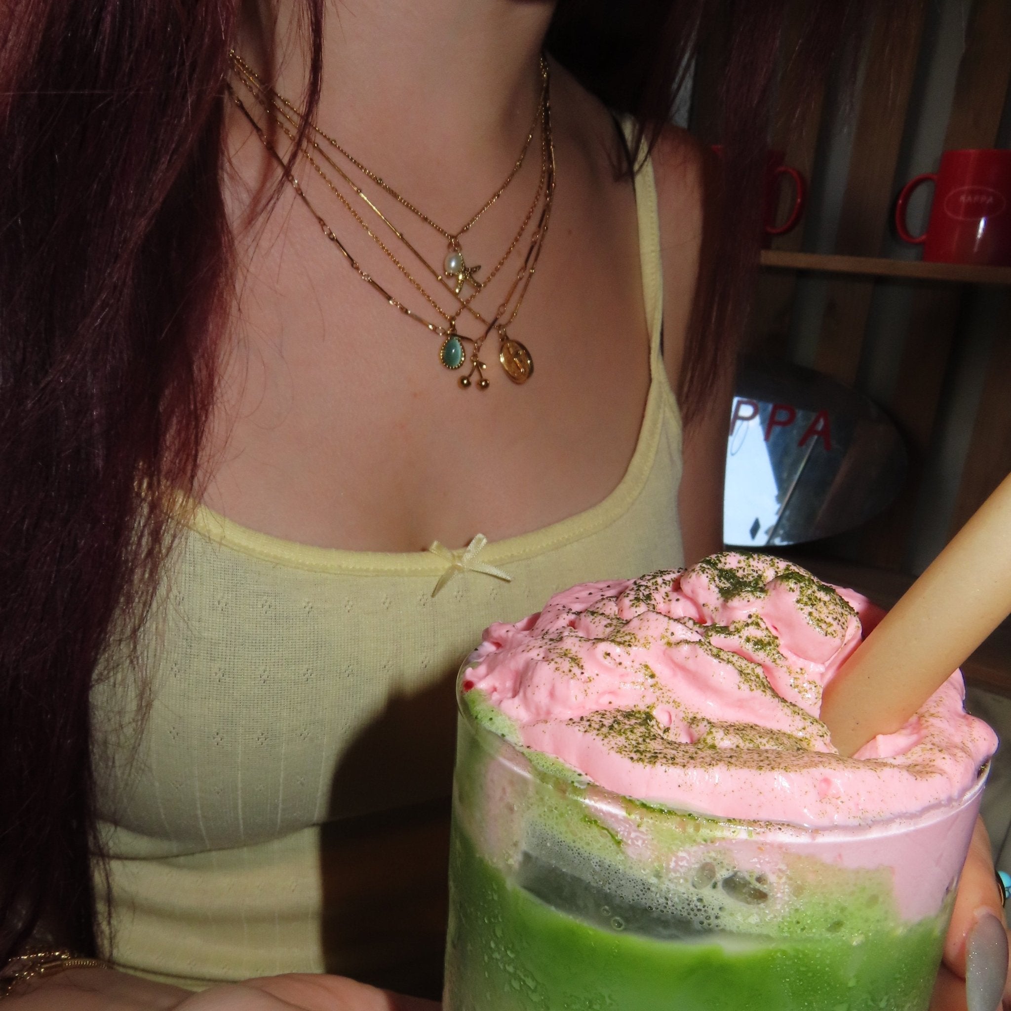 Drop blue necklace (2セット) - 𝐇𝐨𝐧𝐞𝐲 𝐁𝐮𝐭𝐭𝐞𝐫 𝐍𝐢𝐧𝐞