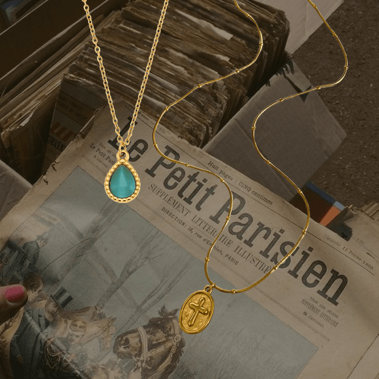 Drop blue necklace (2セット) - 𝐇𝐨𝐧𝐞𝐲 𝐁𝐮𝐭𝐭𝐞𝐫 𝐍𝐢𝐧𝐞