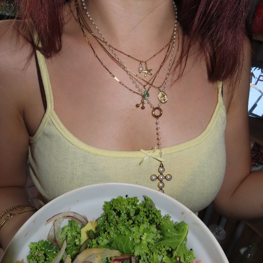 Drop blue necklace (2セット) - 𝐇𝐨𝐧𝐞𝐲 𝐁𝐮𝐭𝐭𝐞𝐫 𝐍𝐢𝐧𝐞