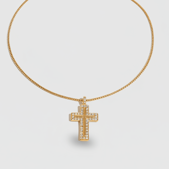 Glitter longcross necklace - 𝐇𝐨𝐧𝐞𝐲 𝐁𝐮𝐭𝐭𝐞𝐫 𝐍𝐢𝐧𝐞