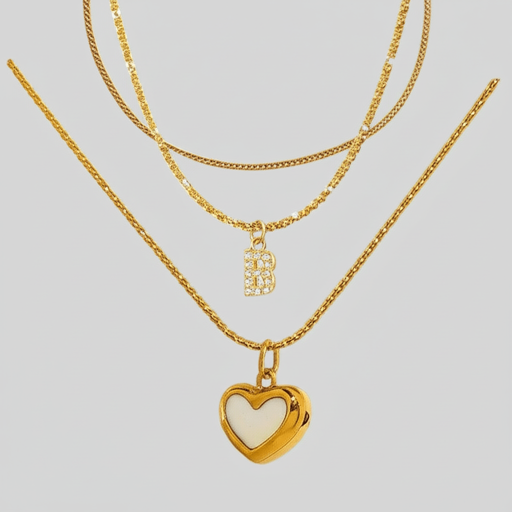 Heart B necklace(3セット) - 𝐇𝐨𝐧𝐞𝐲 𝐁𝐮𝐭𝐭𝐞𝐫 𝐍𝐢𝐧𝐞