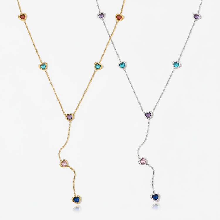 Long colorful heart necklace - 𝐇𝐨𝐧𝐞𝐲 𝐁𝐮𝐭𝐭𝐞𝐫 𝐍𝐢𝐧𝐞