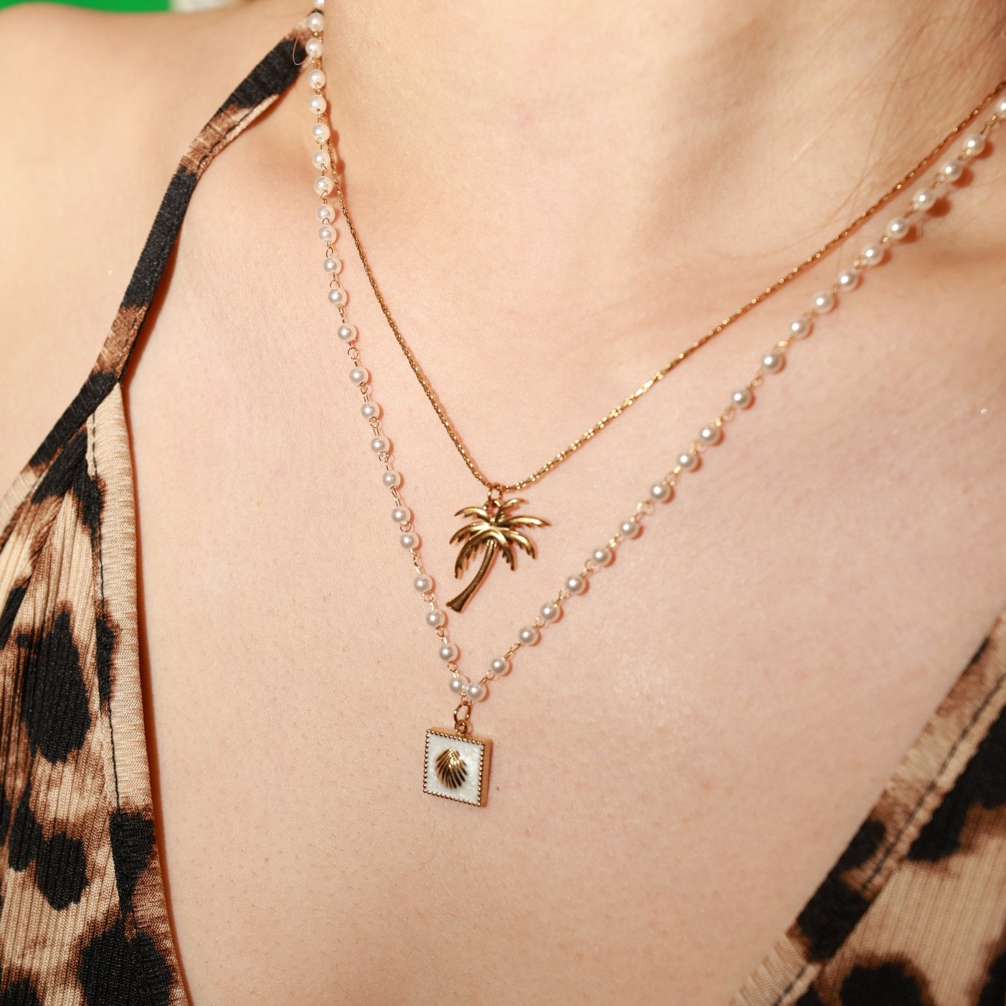 Palm shell necklace（2セット） - 𝐇𝐨𝐧𝐞𝐲 𝐁𝐮𝐭𝐭𝐞𝐫 𝐍𝐢𝐧𝐞
