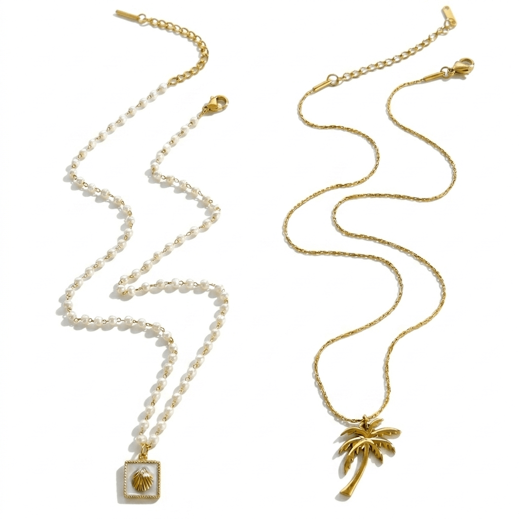 Palm shell necklace（2セット） - 𝐇𝐨𝐧𝐞𝐲 𝐁𝐮𝐭𝐭𝐞𝐫 𝐍𝐢𝐧𝐞