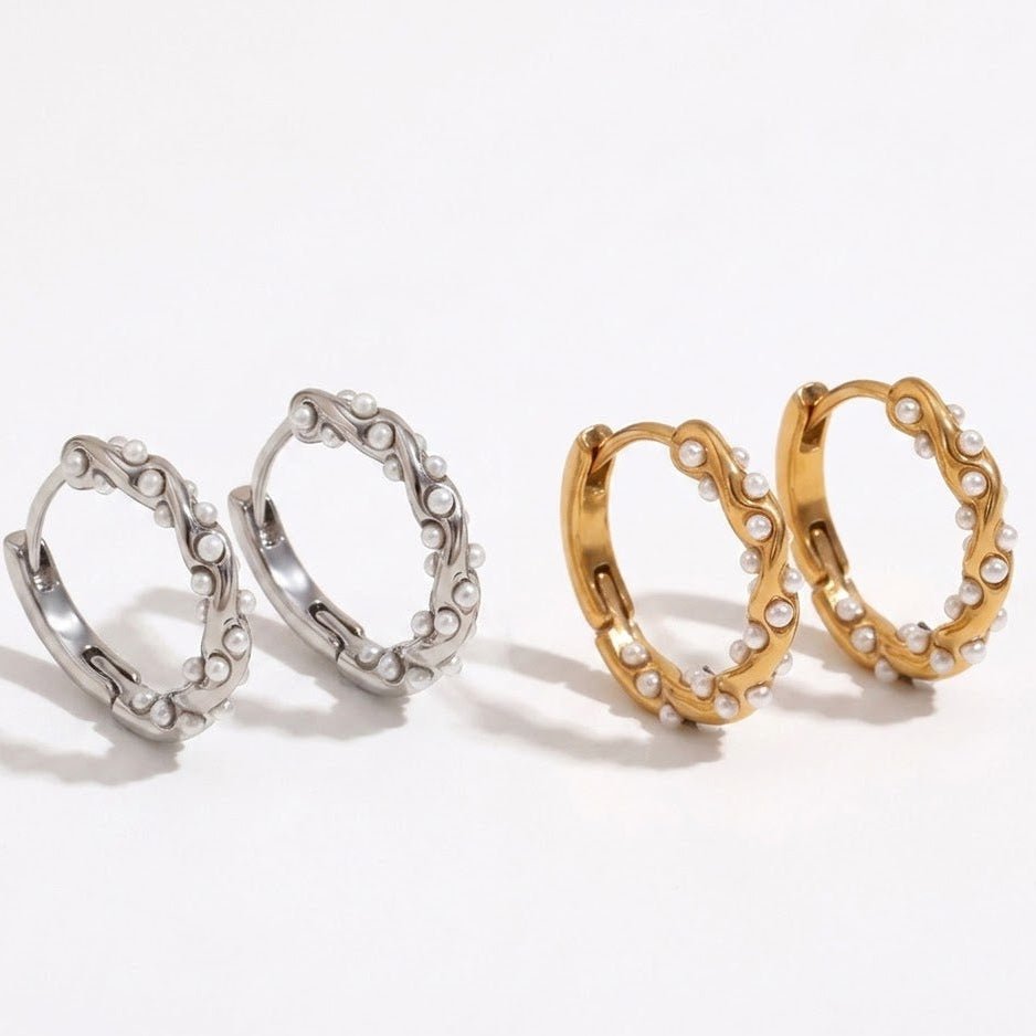 【ピアス】Pearl flow hoop pierce - 𝐇𝐨𝐧𝐞𝐲 𝐁𝐮𝐭𝐭𝐞𝐫 𝐍𝐢𝐧𝐞