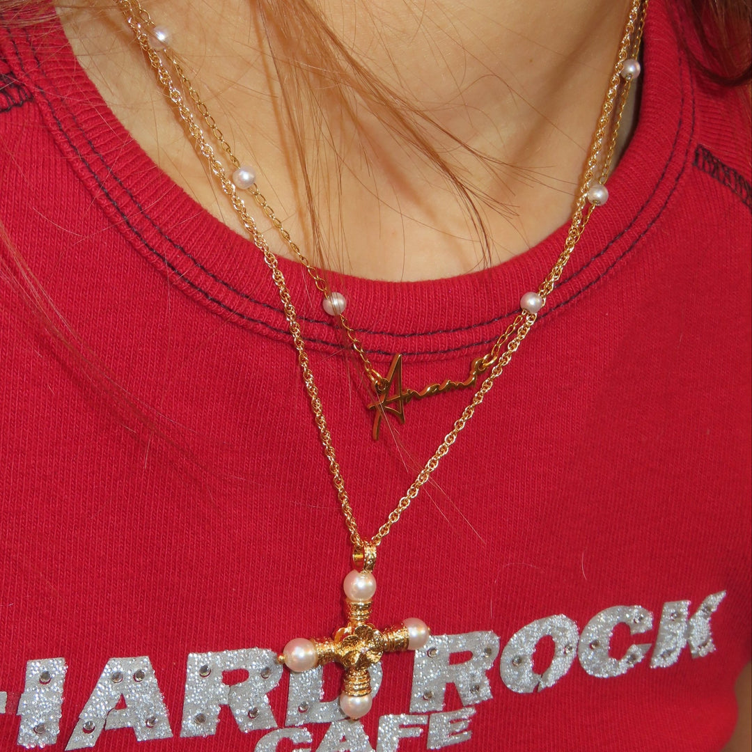 Pearl letter necklace - 𝐇𝐨𝐧𝐞𝐲 𝐁𝐮𝐭𝐭𝐞𝐫 𝐍𝐢𝐧𝐞