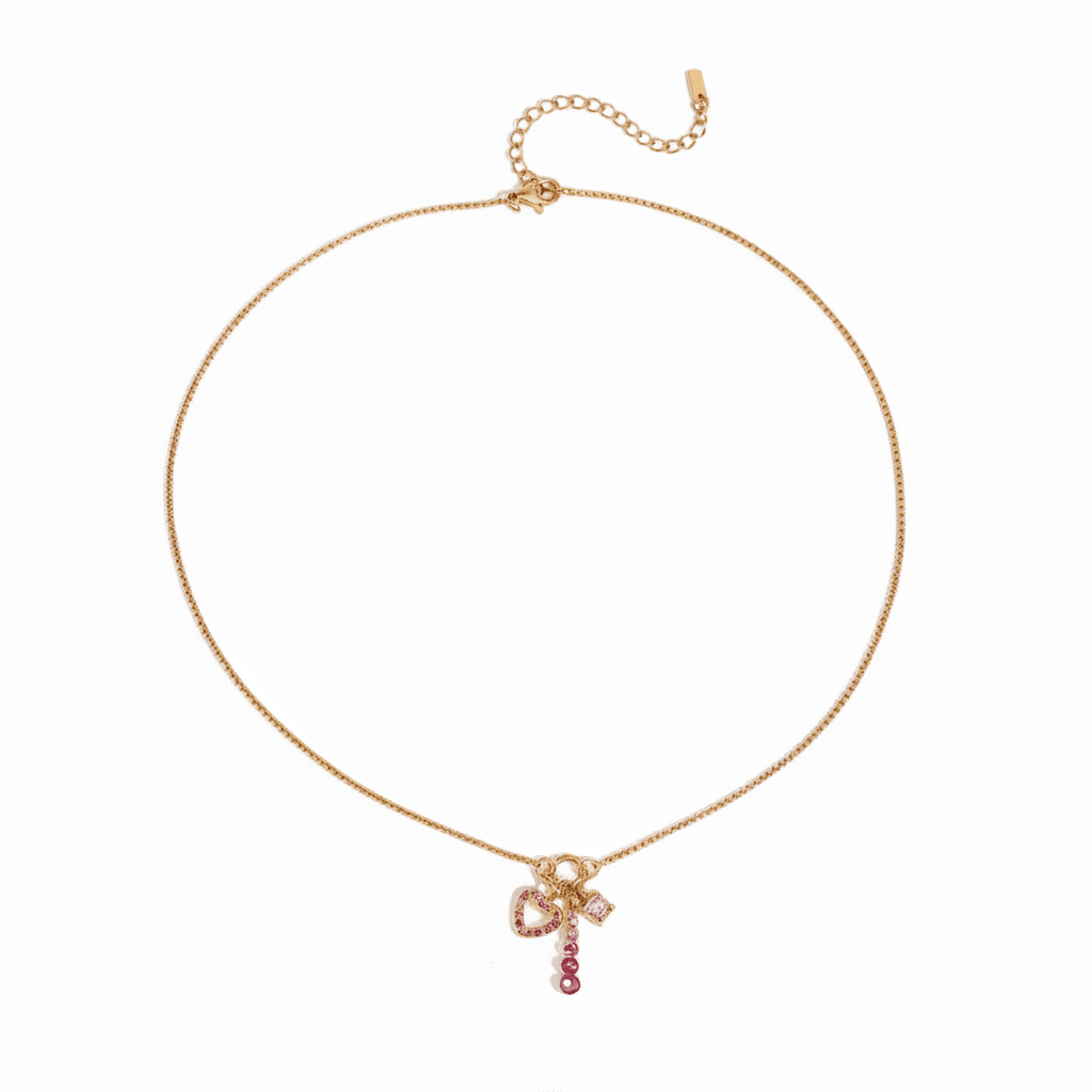 Pink drop charm necklace - 𝐇𝐨𝐧𝐞𝐲 𝐁𝐮𝐭𝐭𝐞𝐫 𝐍𝐢𝐧𝐞