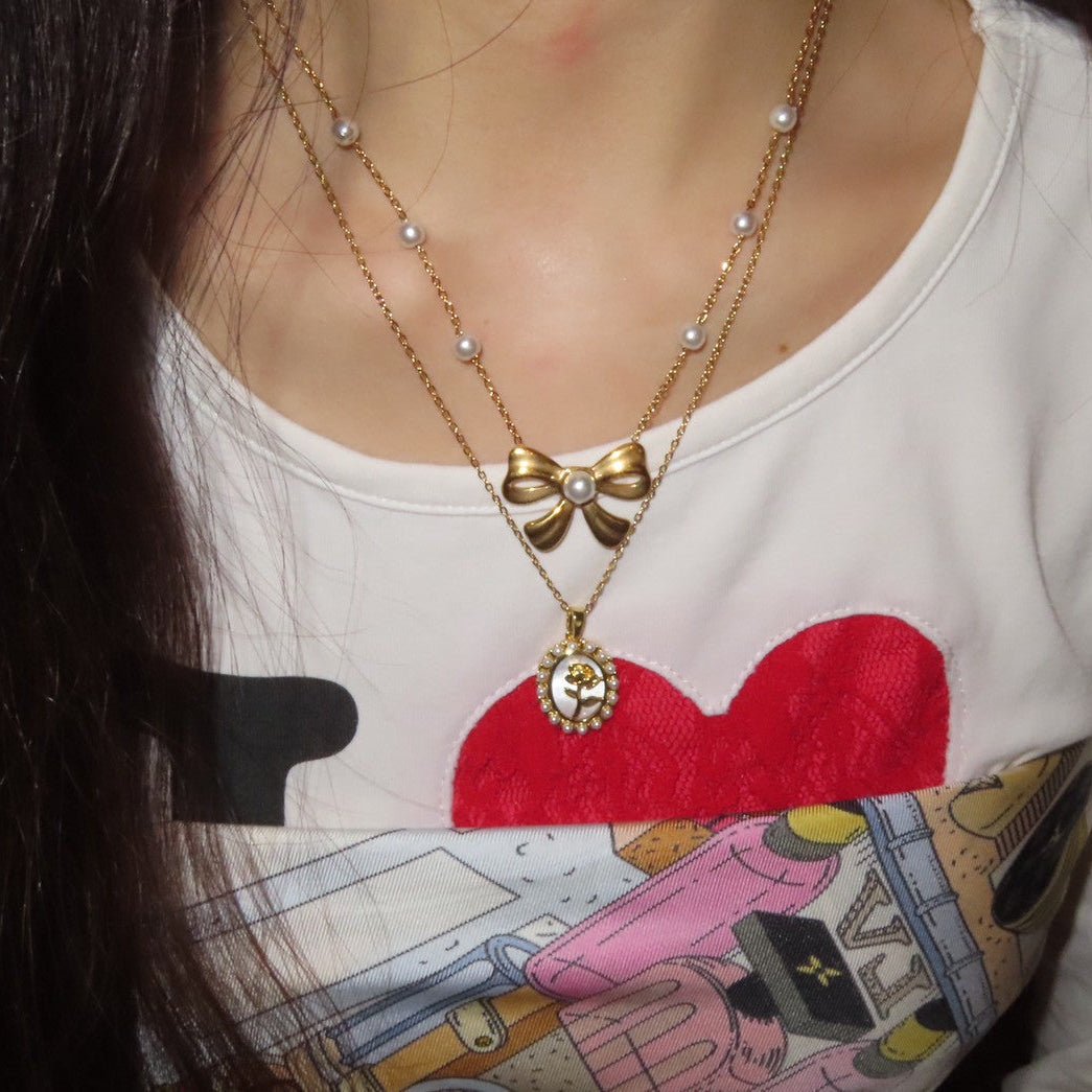 Ribbon pearl necklace - 𝐇𝐨𝐧𝐞𝐲 𝐁𝐮𝐭𝐭𝐞𝐫 𝐍𝐢𝐧𝐞