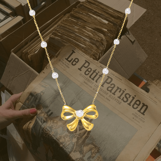 Ribbon pearl necklace - 𝐇𝐨𝐧𝐞𝐲 𝐁𝐮𝐭𝐭𝐞𝐫 𝐍𝐢𝐧𝐞