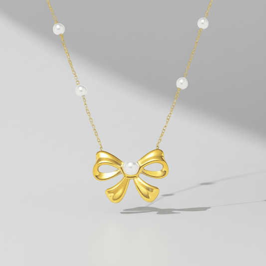 Ribbon pearl necklace - 𝐇𝐨𝐧𝐞𝐲 𝐁𝐮𝐭𝐭𝐞𝐫 𝐍𝐢𝐧𝐞