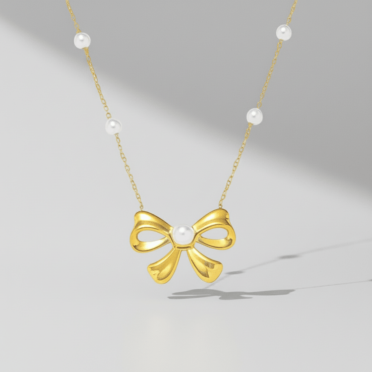 Ribbon pearl necklace - 𝐇𝐨𝐧𝐞𝐲 𝐁𝐮𝐭𝐭𝐞𝐫 𝐍𝐢𝐧𝐞