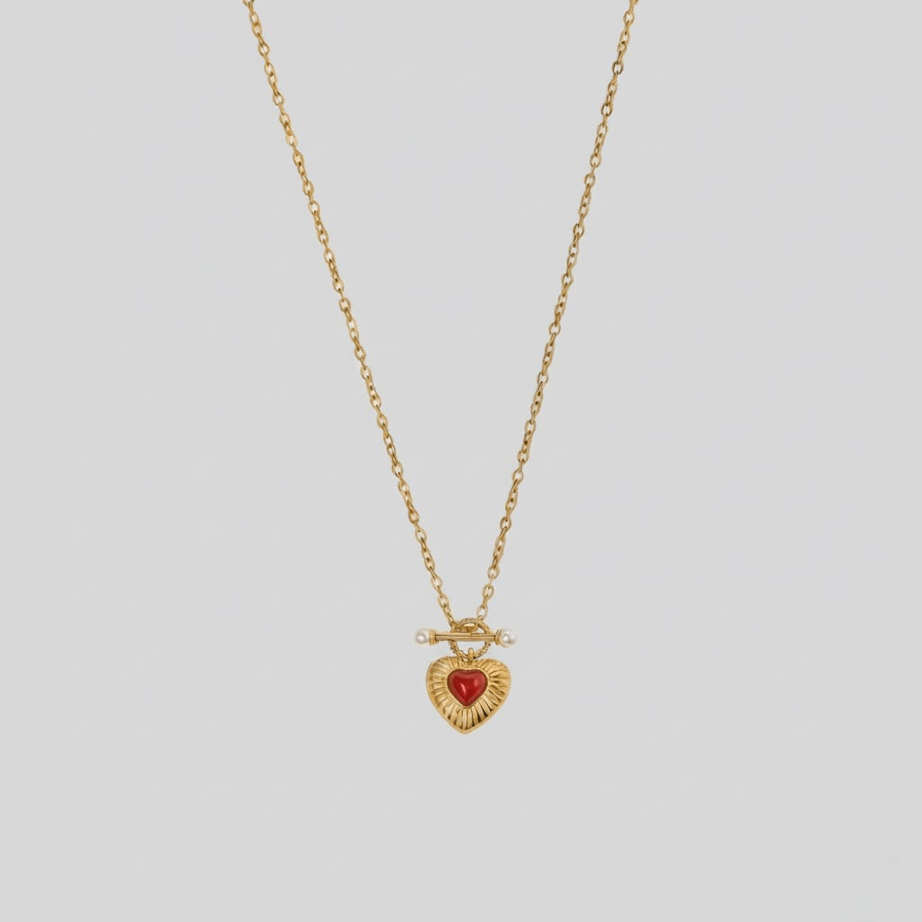 Rouge heart necklace - 𝐇𝐨𝐧𝐞𝐲 𝐁𝐮𝐭𝐭𝐞𝐫 𝐍𝐢𝐧𝐞
