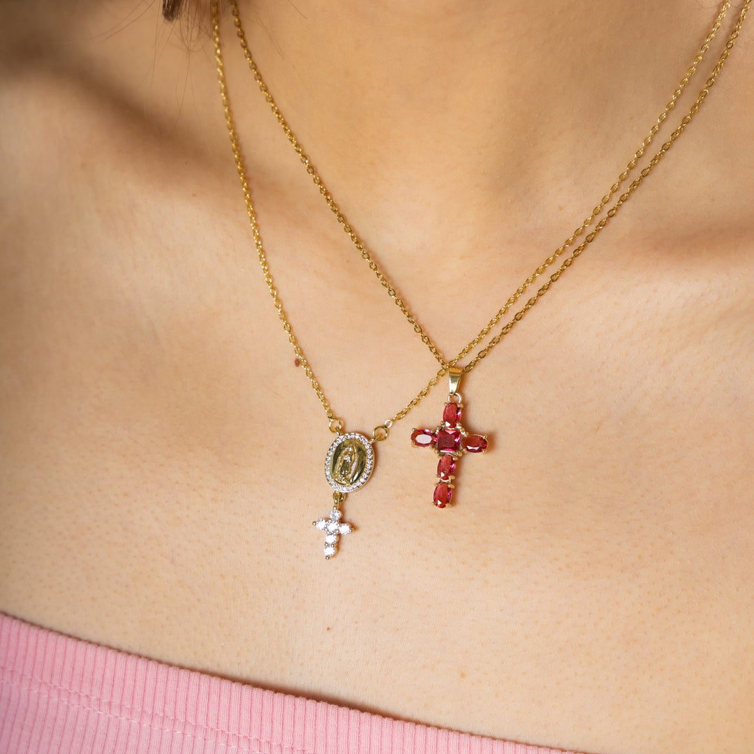 Ruby cross necklace - 𝐇𝐨𝐧𝐞𝐲 𝐁𝐮𝐭𝐭𝐞𝐫 𝐍𝐢𝐧𝐞