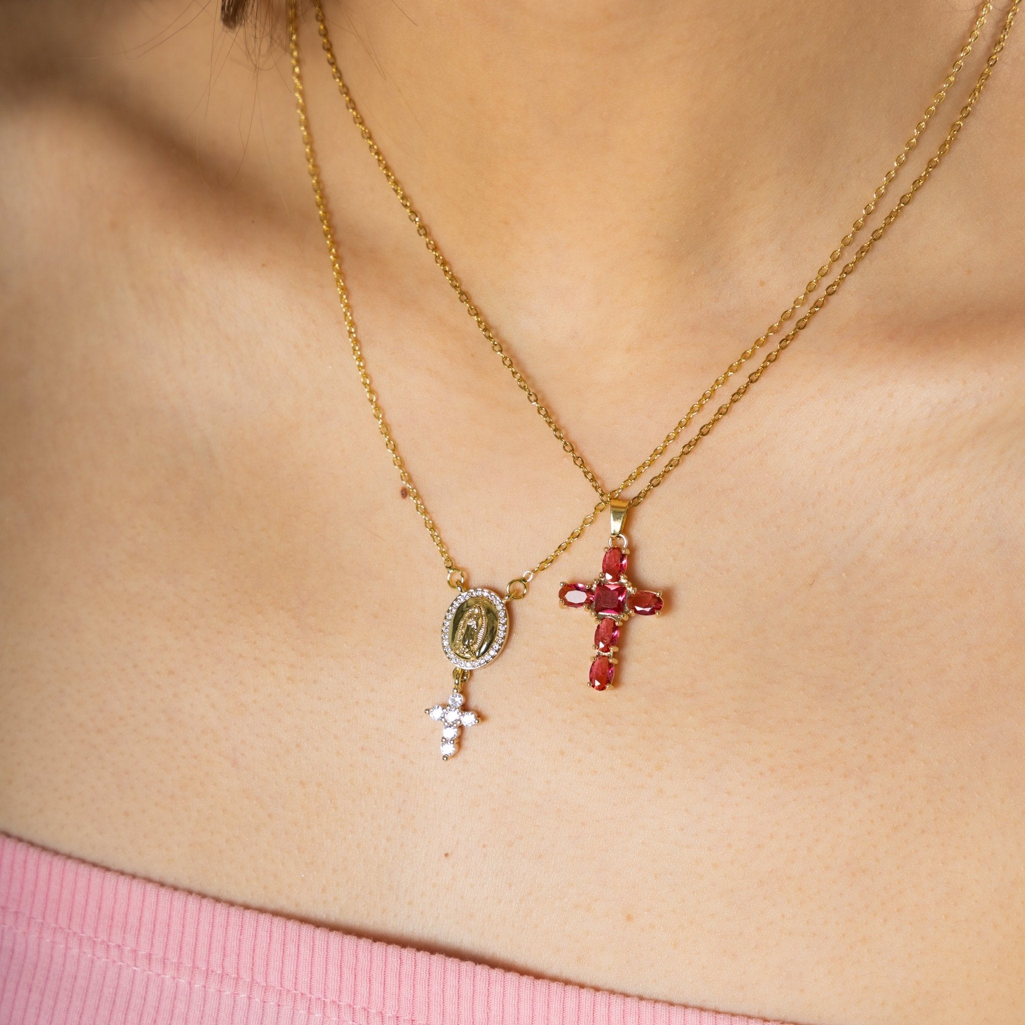 Ruby cross necklace - 𝐇𝐨𝐧𝐞𝐲 𝐁𝐮𝐭𝐭𝐞𝐫 𝐍𝐢𝐧𝐞