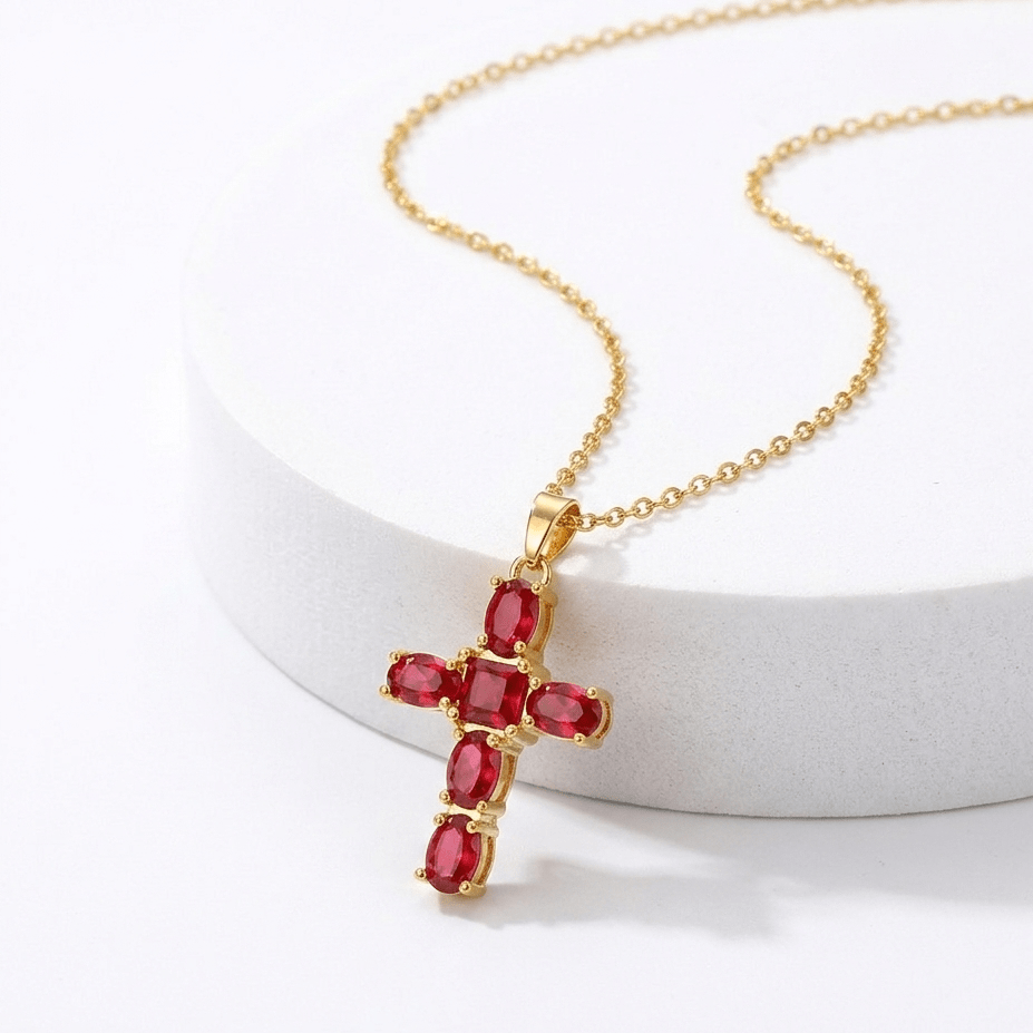Ruby cross necklace - 𝐇𝐨𝐧𝐞𝐲 𝐁𝐮𝐭𝐭𝐞𝐫 𝐍𝐢𝐧𝐞