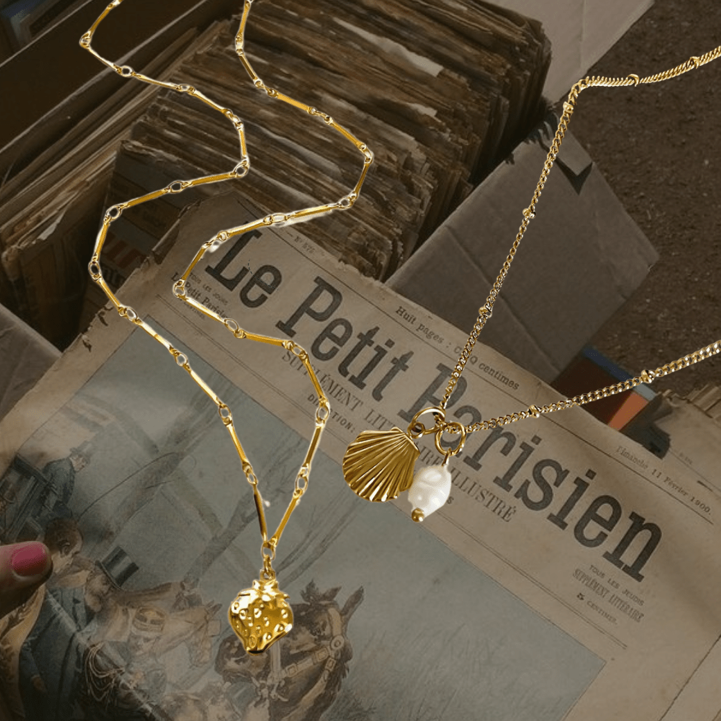 Shell strawberry necklace (2セット) - 𝐇𝐨𝐧𝐞𝐲 𝐁𝐮𝐭𝐭𝐞𝐫 𝐍𝐢𝐧𝐞