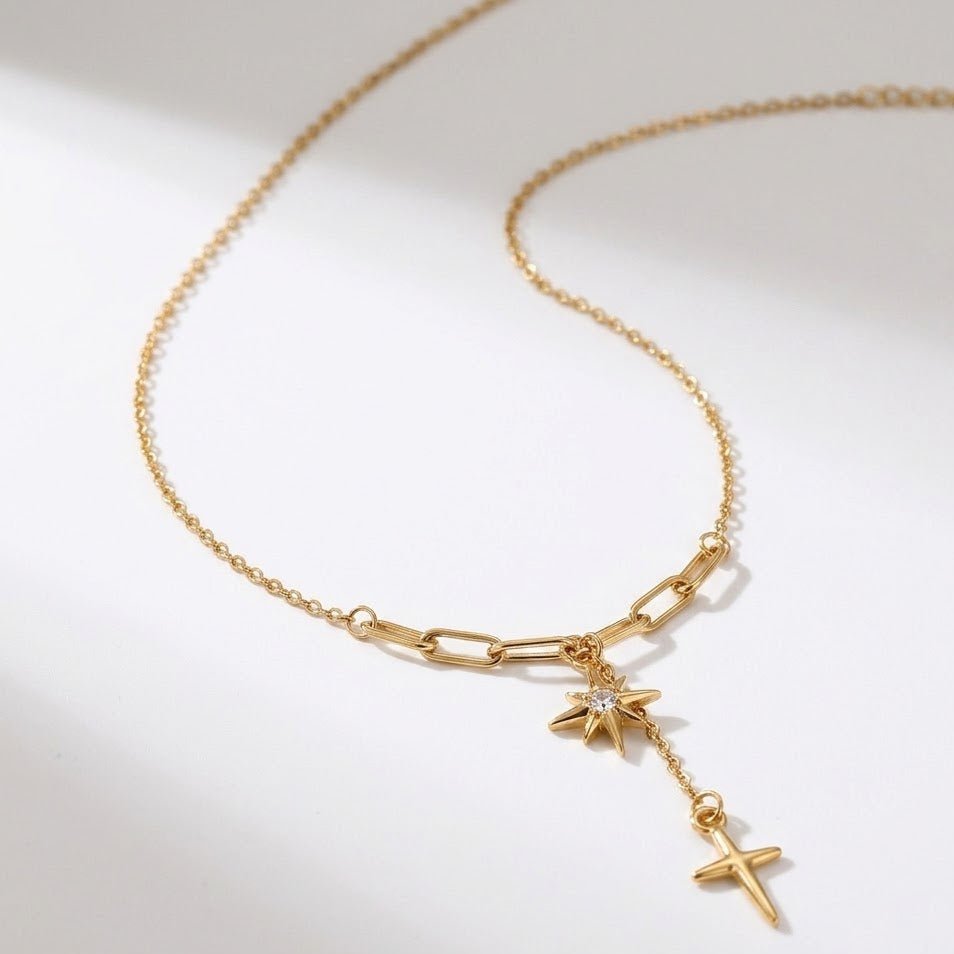 Starry cross necklace - 𝐇𝐨𝐧𝐞𝐲 𝐁𝐮𝐭𝐭𝐞𝐫 𝐍𝐢𝐧𝐞