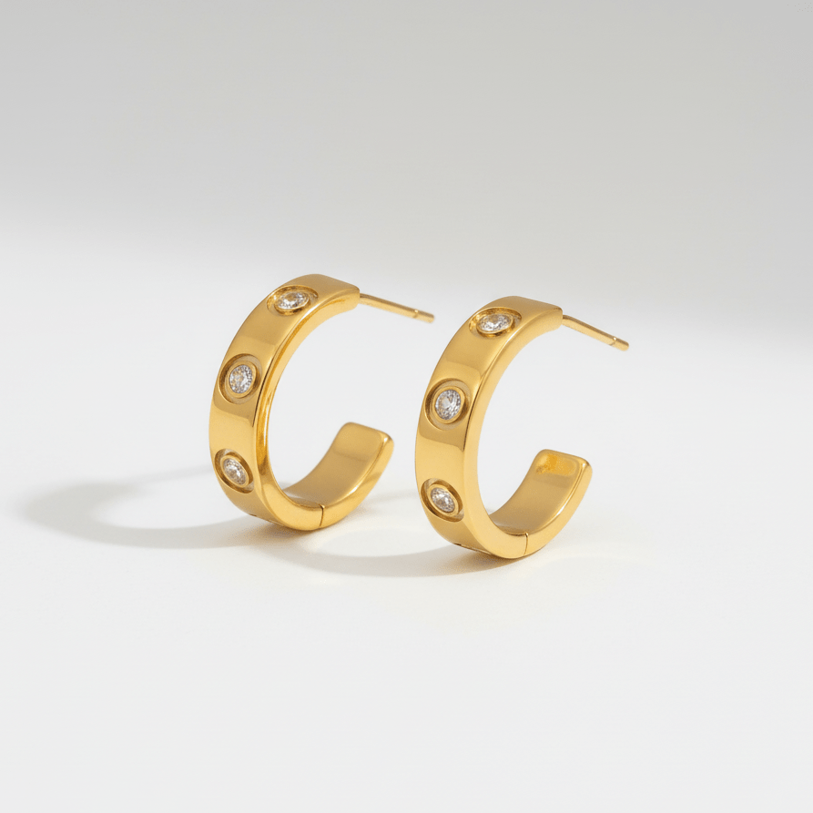 【ピアス】Stone hoop pierce - 𝐇𝐨𝐧𝐞𝐲 𝐁𝐮𝐭𝐭𝐞𝐫 𝐍𝐢𝐧𝐞