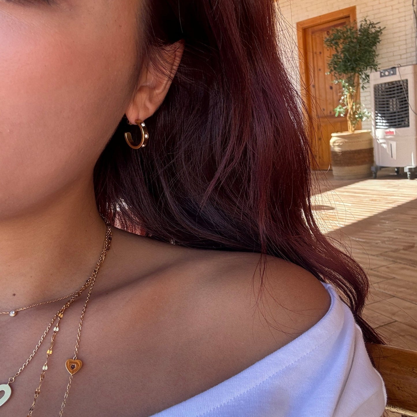 【ピアス】Stone hoop pierce - 𝐇𝐨𝐧𝐞𝐲 𝐁𝐮𝐭𝐭𝐞𝐫 𝐍𝐢𝐧𝐞