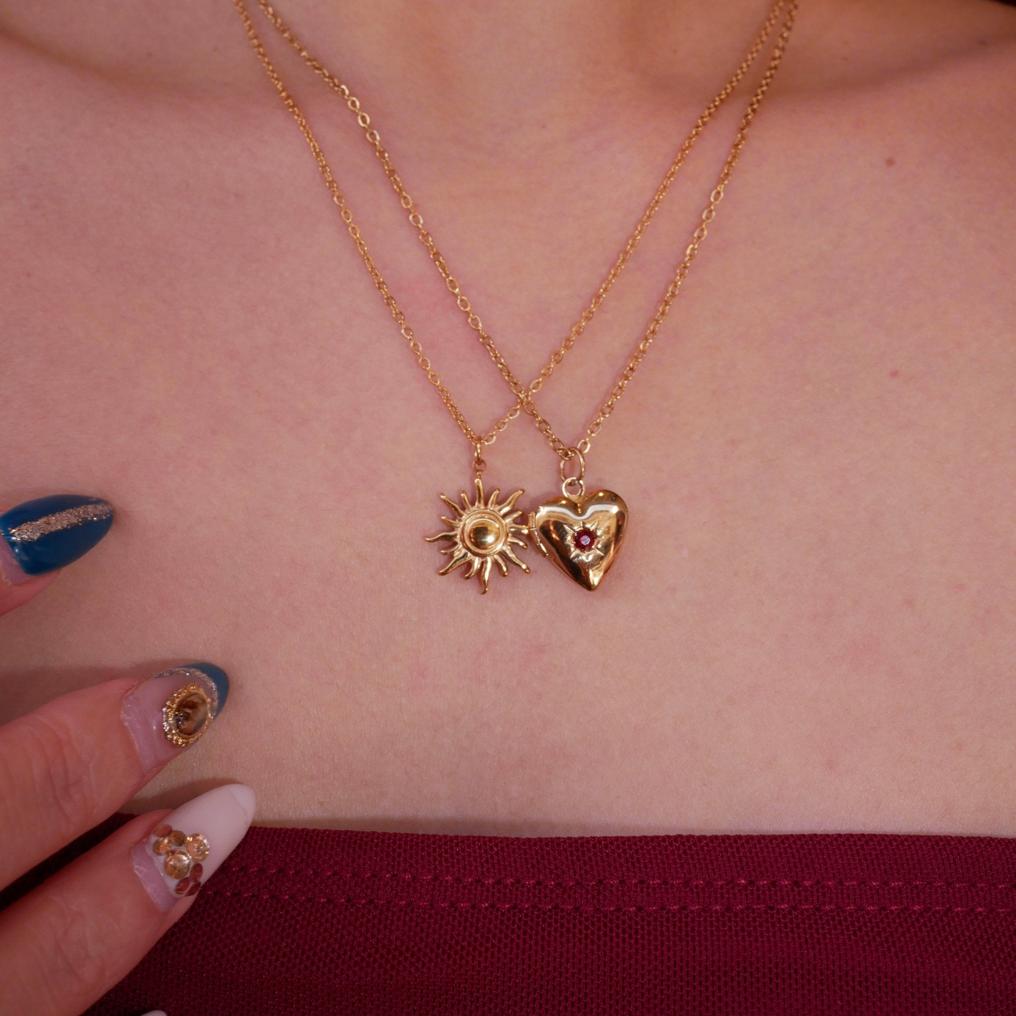 Sun ruby necklace (2セット) - 𝐇𝐨𝐧𝐞𝐲 𝐁𝐮𝐭𝐭𝐞𝐫 𝐍𝐢𝐧𝐞