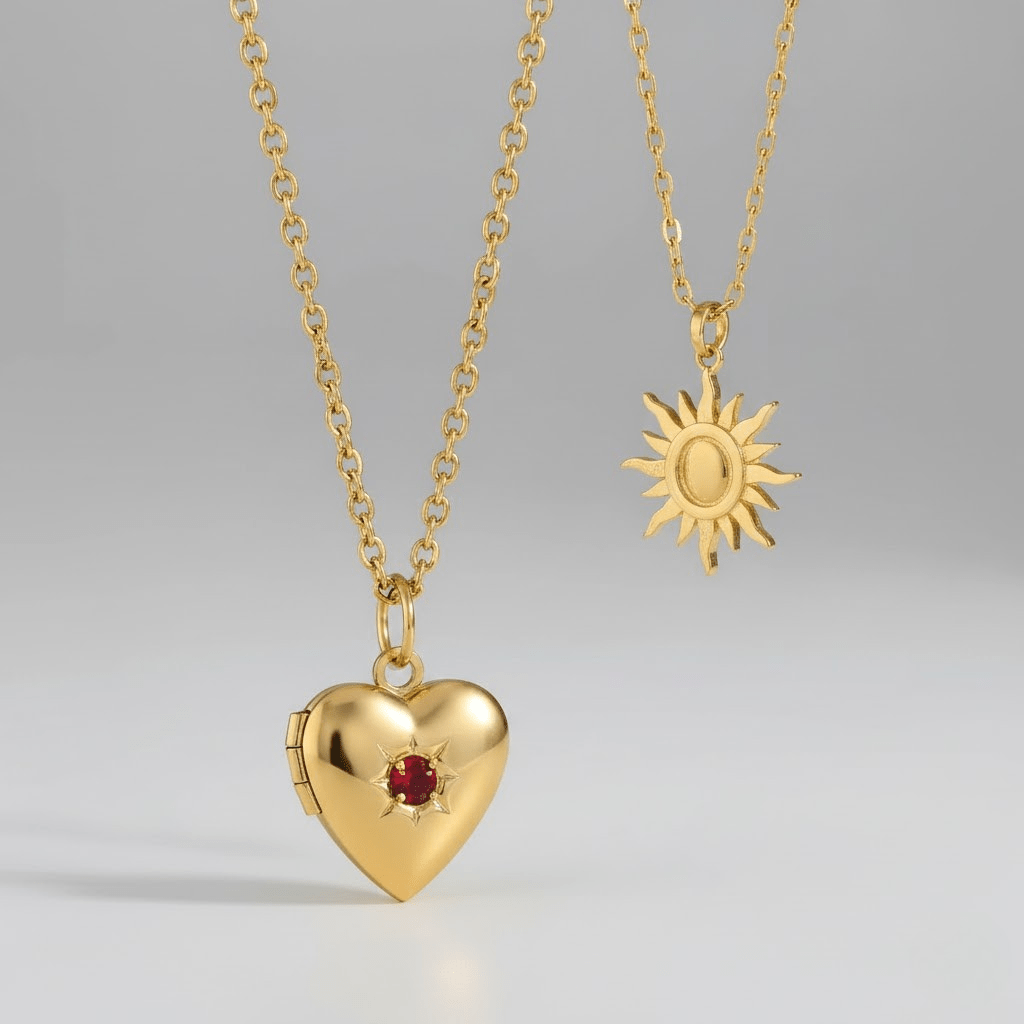 Sun ruby necklace (2セット) - 𝐇𝐨𝐧𝐞𝐲 𝐁𝐮𝐭𝐭𝐞𝐫 𝐍𝐢𝐧𝐞