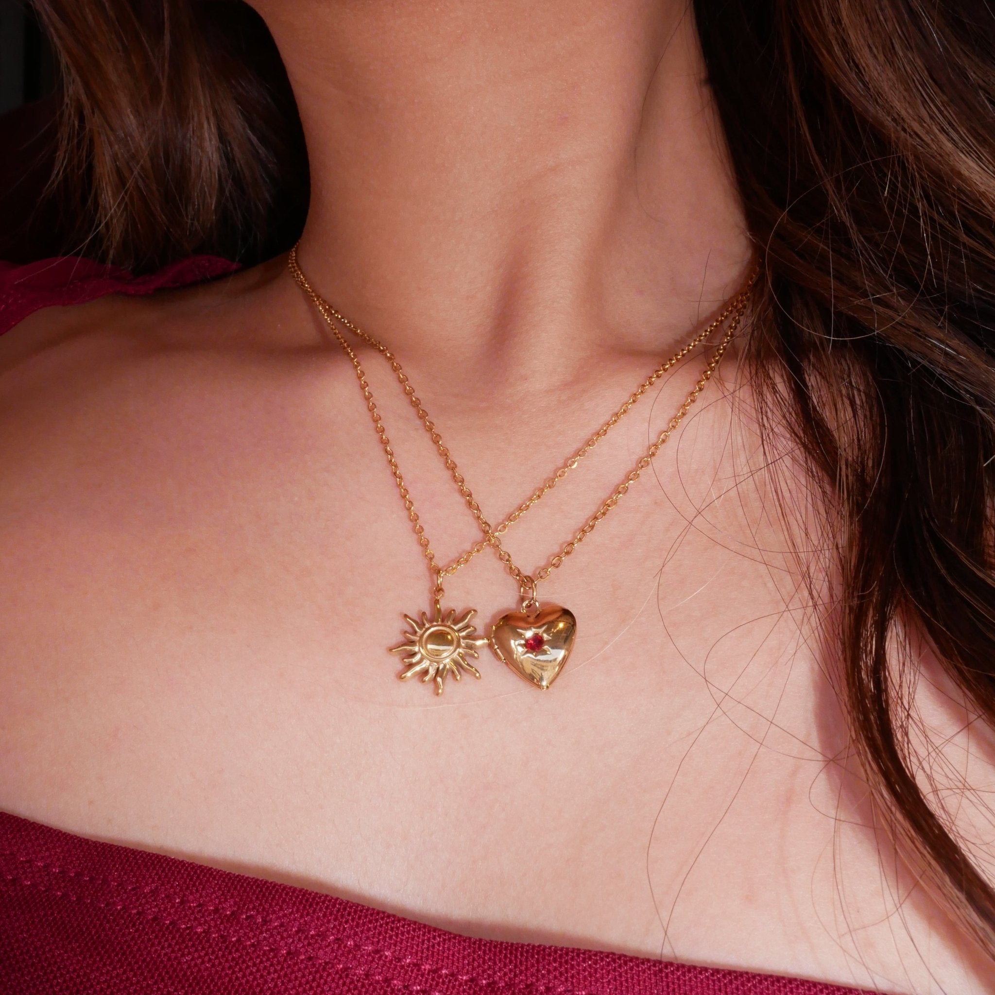 Sun ruby necklace (2セット) - 𝐇𝐨𝐧𝐞𝐲 𝐁𝐮𝐭𝐭𝐞𝐫 𝐍𝐢𝐧𝐞