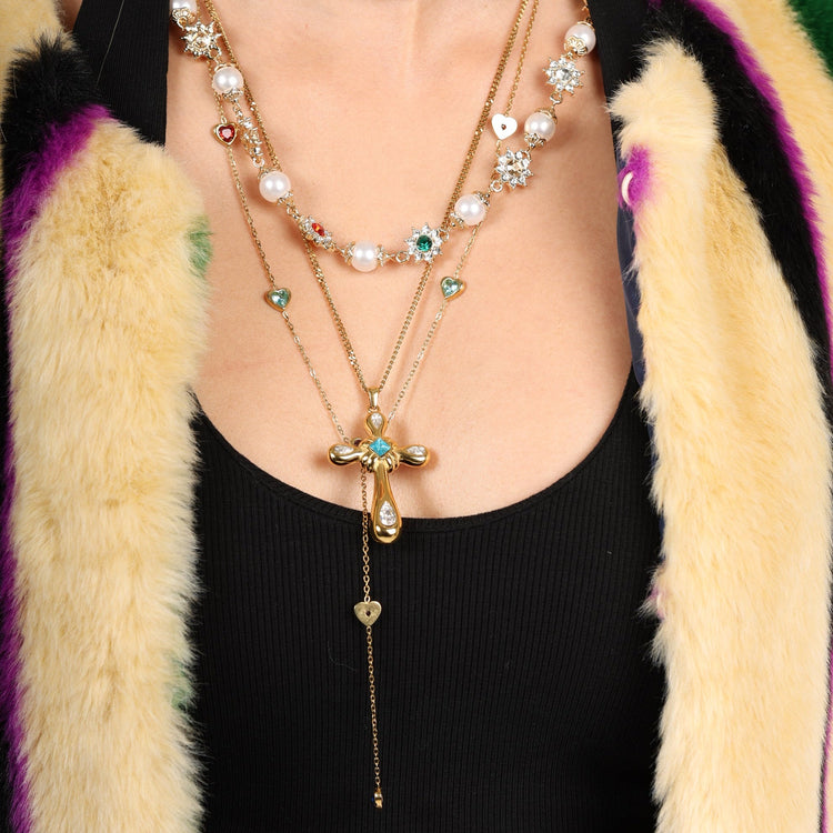 Turquoise cross necklace - 𝐇𝐨𝐧𝐞𝐲 𝐁𝐮𝐭𝐭𝐞𝐫 𝐍𝐢𝐧𝐞