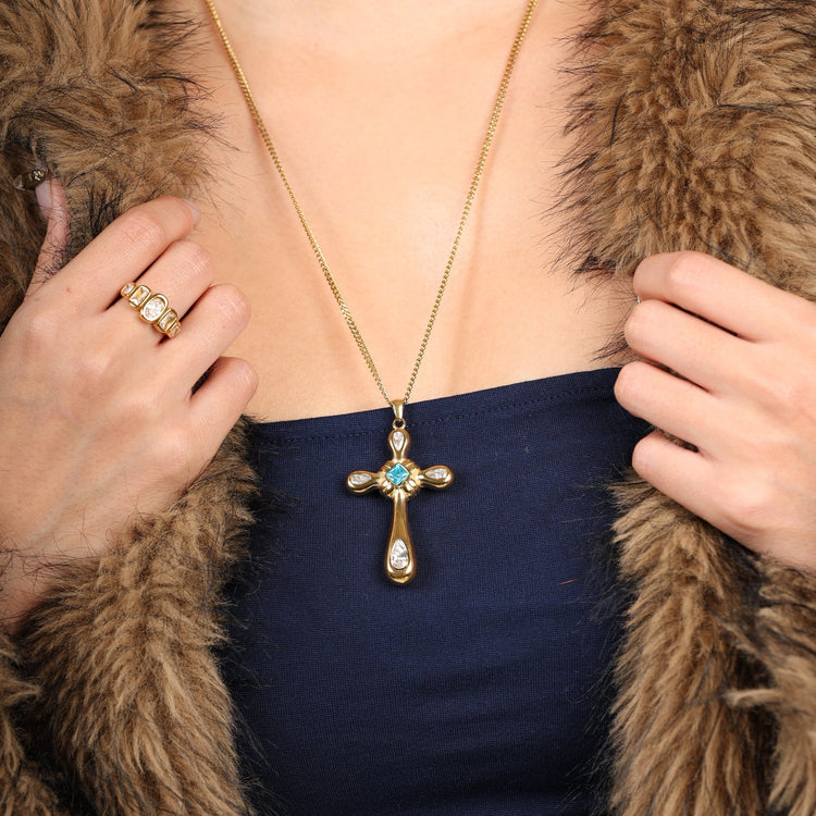 Turquoise cross necklace - 𝐇𝐨𝐧𝐞𝐲 𝐁𝐮𝐭𝐭𝐞𝐫 𝐍𝐢𝐧𝐞