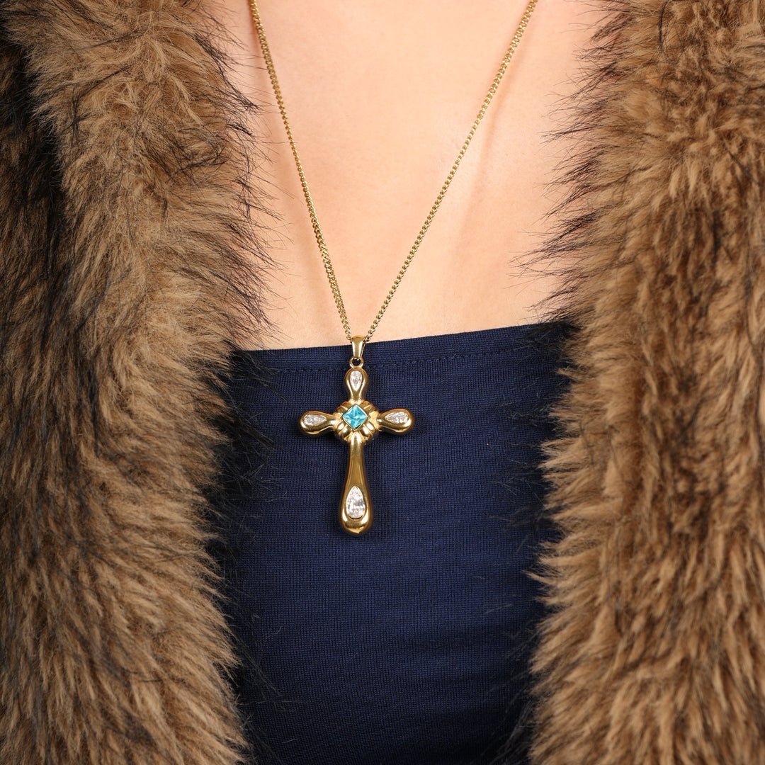 Turquoise cross necklace - 𝐇𝐨𝐧𝐞𝐲 𝐁𝐮𝐭𝐭𝐞𝐫 𝐍𝐢𝐧𝐞