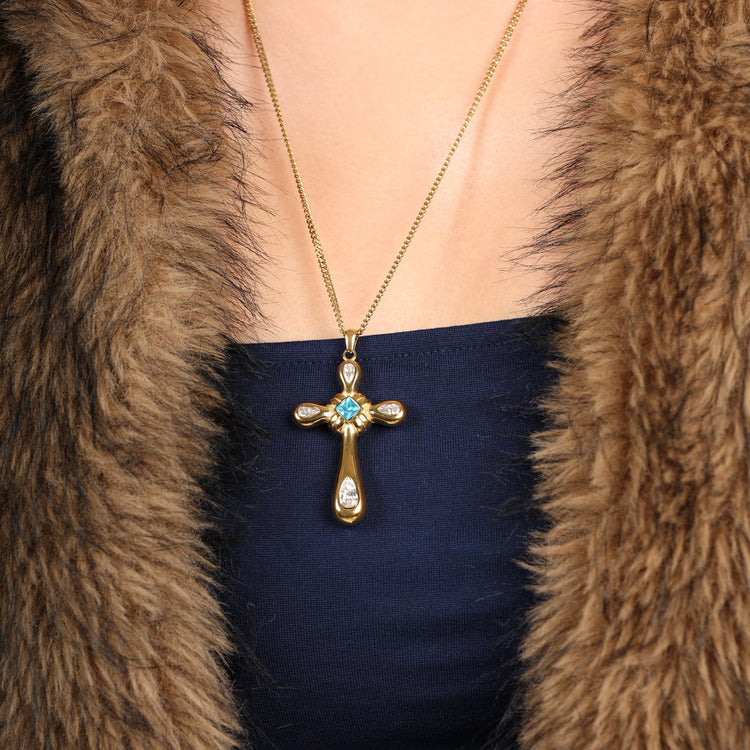 Turquoise cross necklace - 𝐇𝐨𝐧𝐞𝐲 𝐁𝐮𝐭𝐭𝐞𝐫 𝐍𝐢𝐧𝐞