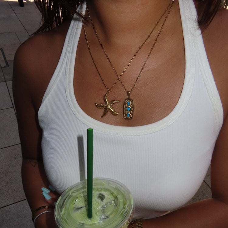 Turquoise plate necklace - 𝐇𝐨𝐧𝐞𝐲 𝐁𝐮𝐭𝐭𝐞𝐫 𝐍𝐢𝐧𝐞