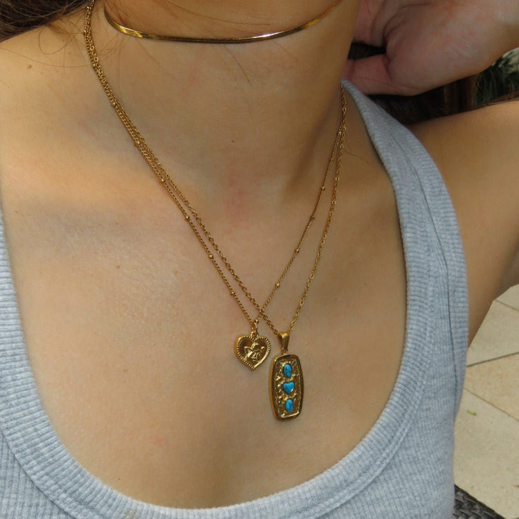 Turquoise plate necklace - 𝐇𝐨𝐧𝐞𝐲 𝐁𝐮𝐭𝐭𝐞𝐫 𝐍𝐢𝐧𝐞