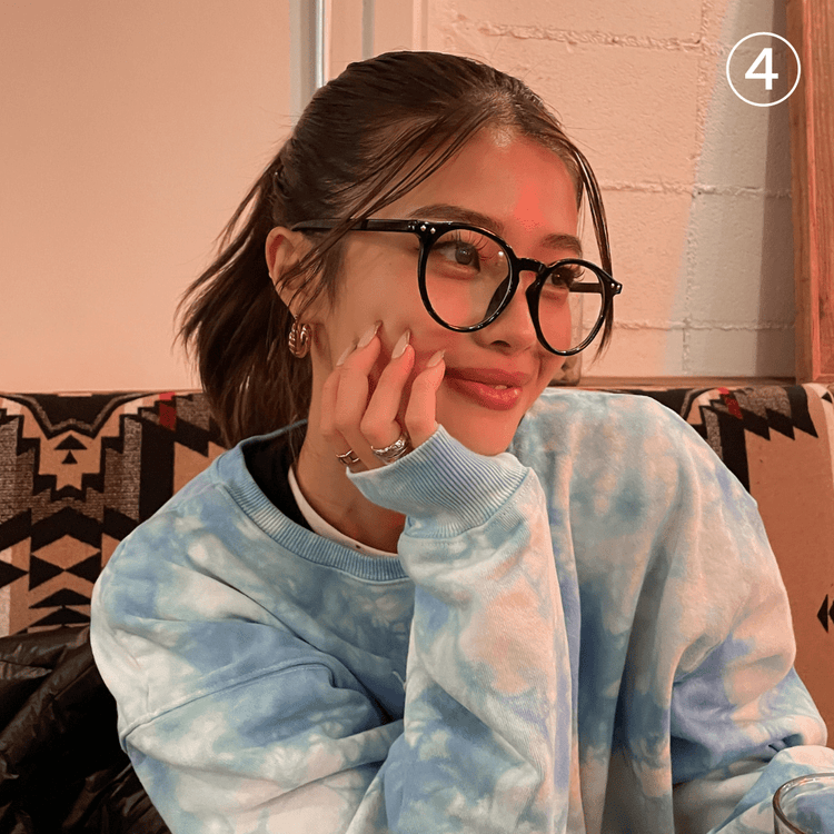 Clear flame glasses (ﾌﾞﾙｰﾗｲﾄｶｯﾄ付) - 𝐇𝐨𝐧𝐞𝐲 𝐁𝐮𝐭𝐭𝐞𝐫 𝐍𝐢𝐧𝐞